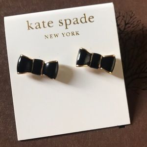 Kate Spade black bow gold earrings